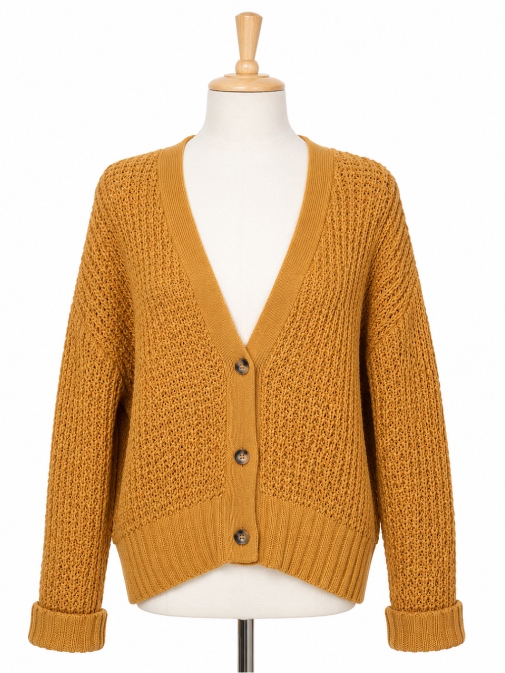 POPSUGAR Cozy Mustard Knit Cardigan Sweater